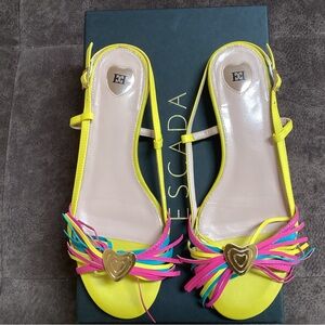Escada Yellow Sandals with Colorful Straps